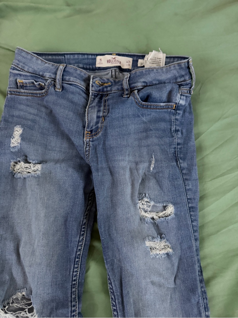 Hollister Women's Light Blue Ripped Skinny Jeans